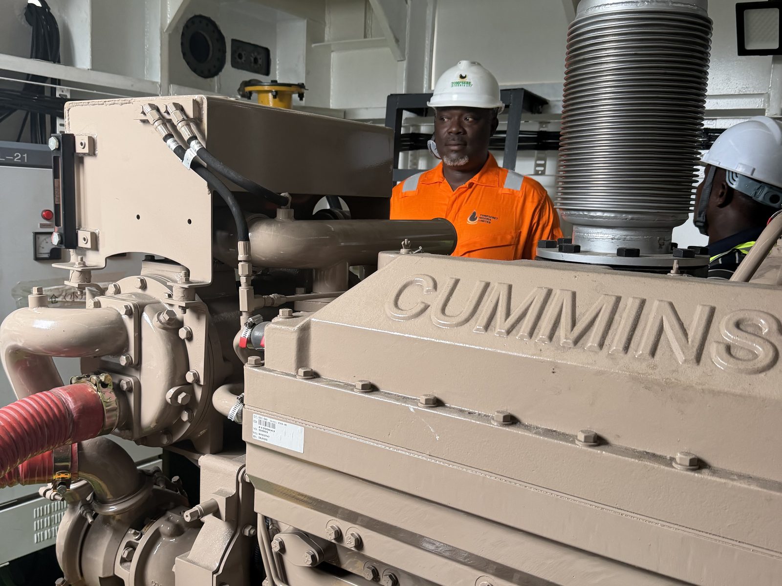 Cummins main engine in the dredger engine room